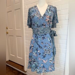 BCBG floral wrap mini dress